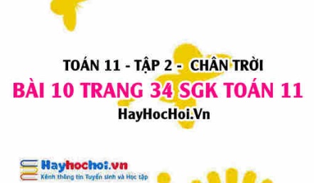 Bài 10 trang 34 Toán 11 tập 2 Chân trời sáng tạo